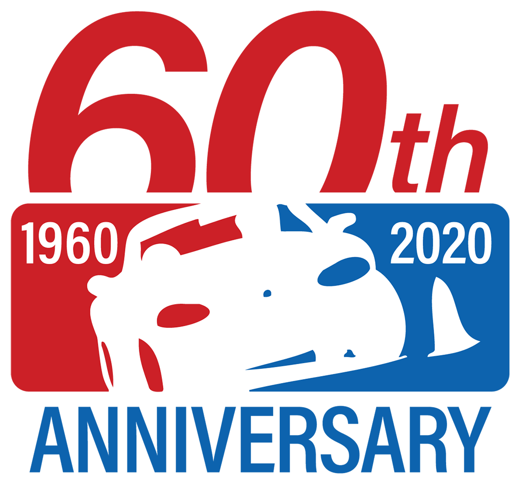 Martin Sports Car Club 60th Anniversary logo featuring a white silhouette Mazda Miata on a field of red and blue